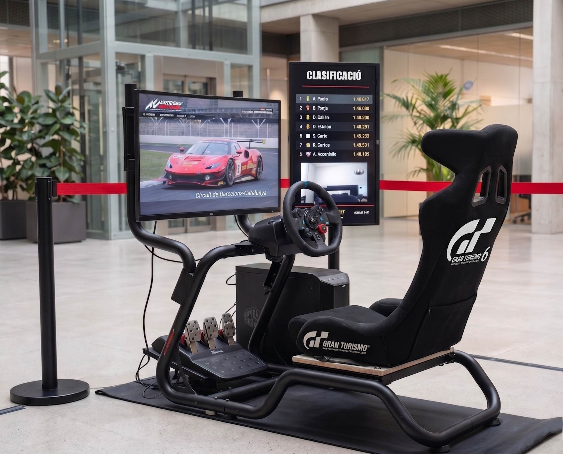 Detalle del cockpit y volante de alquiler en gerona