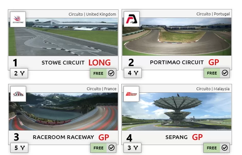 Calendario campeonato RaceRoom VRG