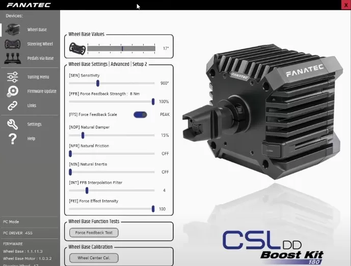 Panel de control fanatec csl dd 8nm