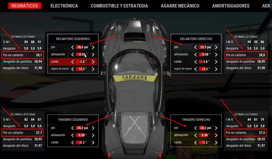Presiones Assetto Corsa Competizione en caliente