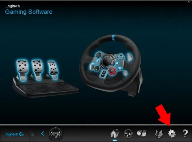 Pantalla de configuración del volante Logitech G29
