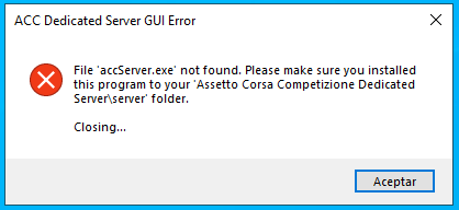 accserver not found error