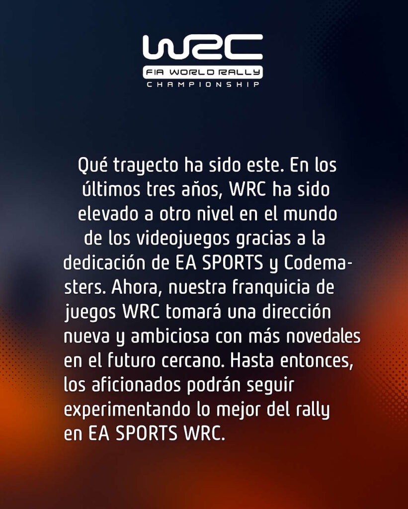 Comunicado Oficial WRC EA Sports WRC
