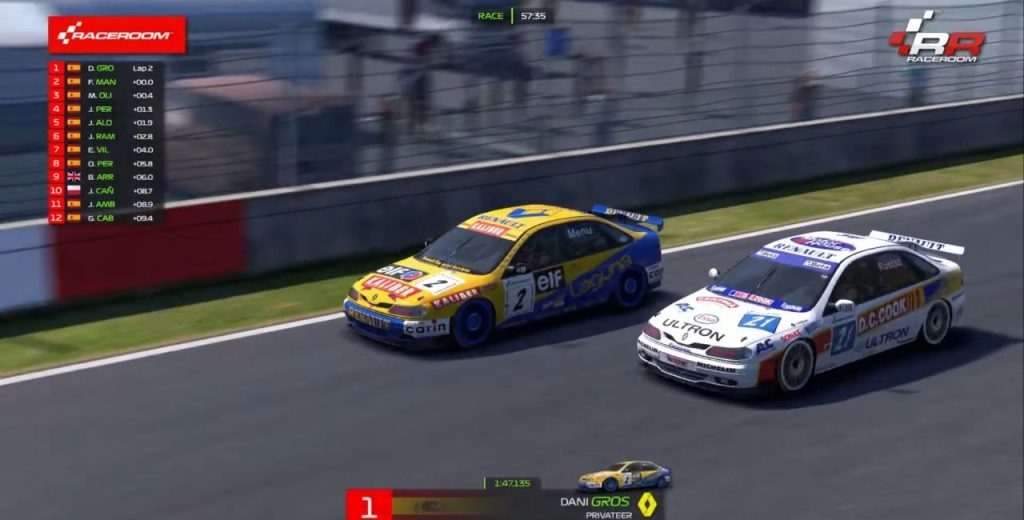 Paralelo dani gros y francisco manzaneque en zolder disputando la p1 en la ronda 5 de la liga super touring en raceroom virtual racing girona