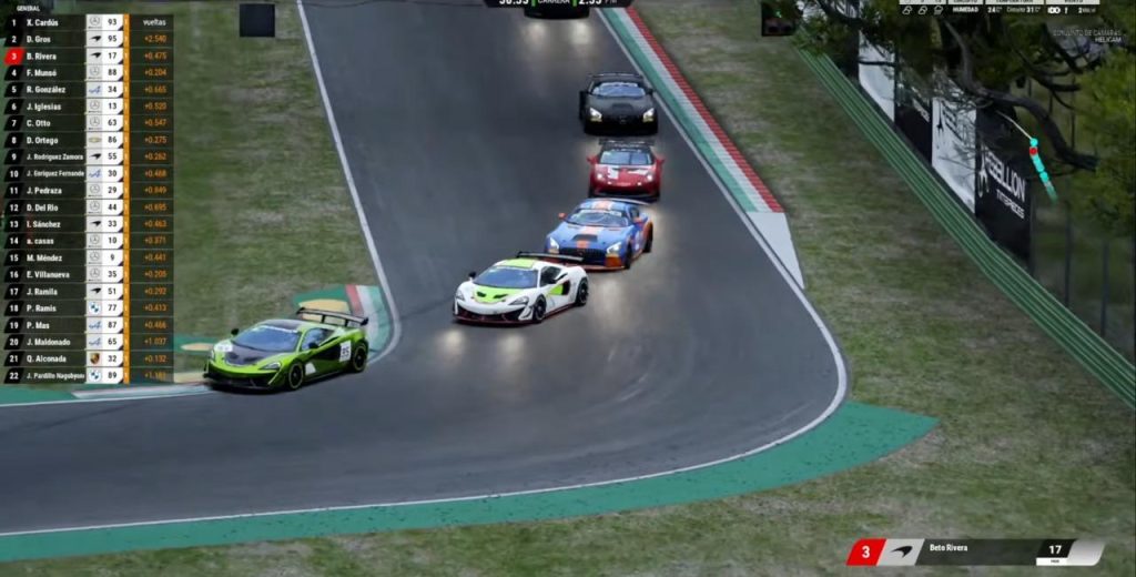 dani gros defendiendo la segunda posicion en imola en la liga gt4 en assetto corsa competizione campeonato de virtual racing girona