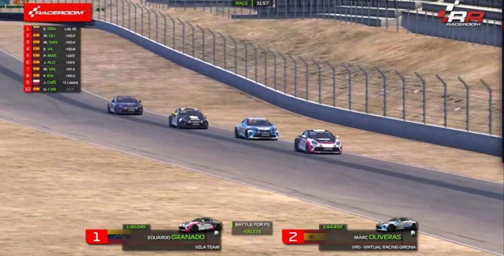 eduardo granado liderando la ronda 3 de la copa alpine en el circuito de sonoma en virtual racing girona